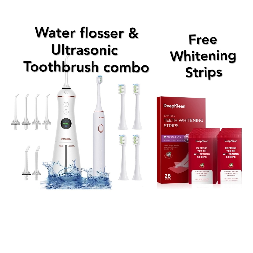 Water Flosser and Ultrasonic Electric Toothbrush Combo, 300ML Cordless